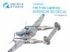 Quinta Studio QD48643 P-38J Lightning 3D-Printed & coloured Interior on decal paper ( Hasegawa ) 1/48